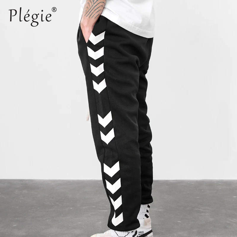 Plegie 2018 الخريف Sweatpants الجانب المرور حارة خط المطبوعة الذكور الشارع الشهير المسار السراويل السراويل عارضة عداء ببطء السراويل