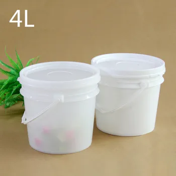 

5PCS/lot Food Grade 4L Empty plastic buckets with Handle and Lids Reusable container for Liquid,Food,paint,Fish