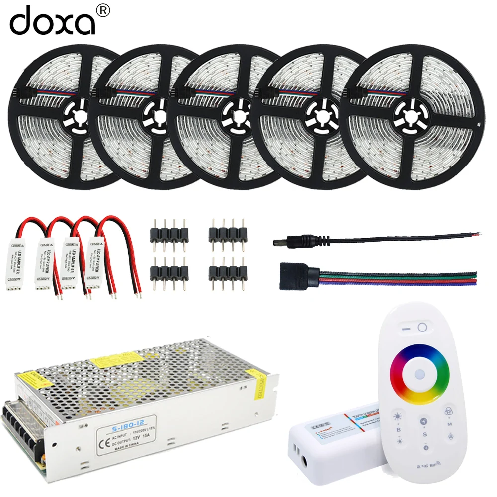 

BLYN 25M RGB LED Strip 5050 Waterproof Fita Diode Tape 15M 20M Kit Synchronous Control RF Remote RGB Controller Amplifier Power