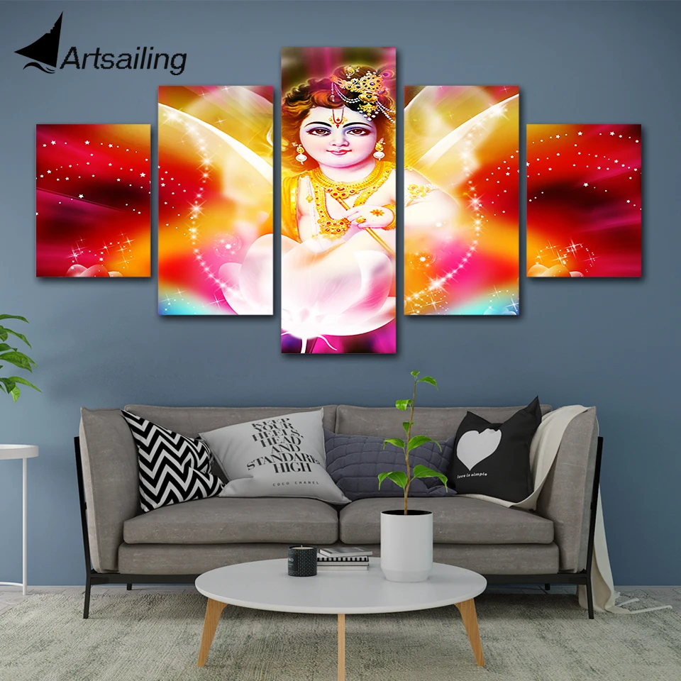 5 Pieces Shiva Hinduism Hindu Triad Canvas Prints Painting Wall Art