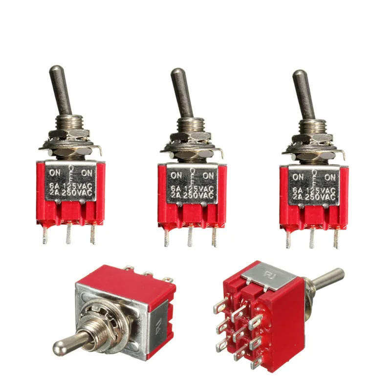 

5Pcs 3PDT ON/OFF/ON 3 Position 9 Pins Mini Toggle Switch 6A 125VAC/2A 250VAC Car Boat Low Price