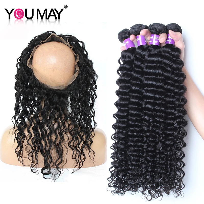 Pre Plucked 360 Lace Frontal With Bundle Human Hair 3 Bundles With Closure With Baby Hair Brazilian Remy Hair You May