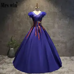 Vestido de festa 2018 сексуальное бальное платье с v-образным вырезом с коротким рукавом винтажное вечернее платье Роскошная вышивка халат De Soiree