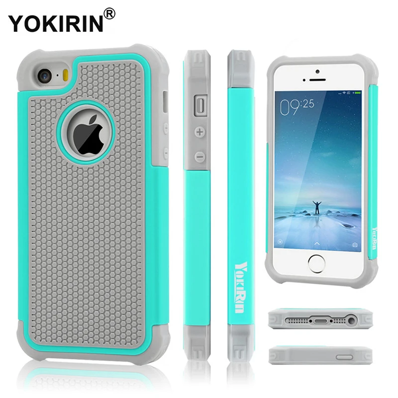 

YOKIRIN Hybrid Phone Case For iPhone 5 5S SE 2 in 1 Soft Silicone Back PC Full Edge Heavy Duty Anti Shock Cover For iPhone 5 5S