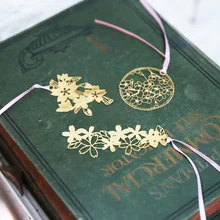 Винтажные подарки металлический Закладка полые Закладка в форме цветка вишня Золотая бумага зажимы