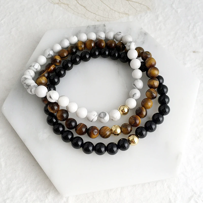 Mcllroy natural stone Bracelet Bangles men women Natural stone Tiger Eye black onyx natural stones bracelets valentines day gift