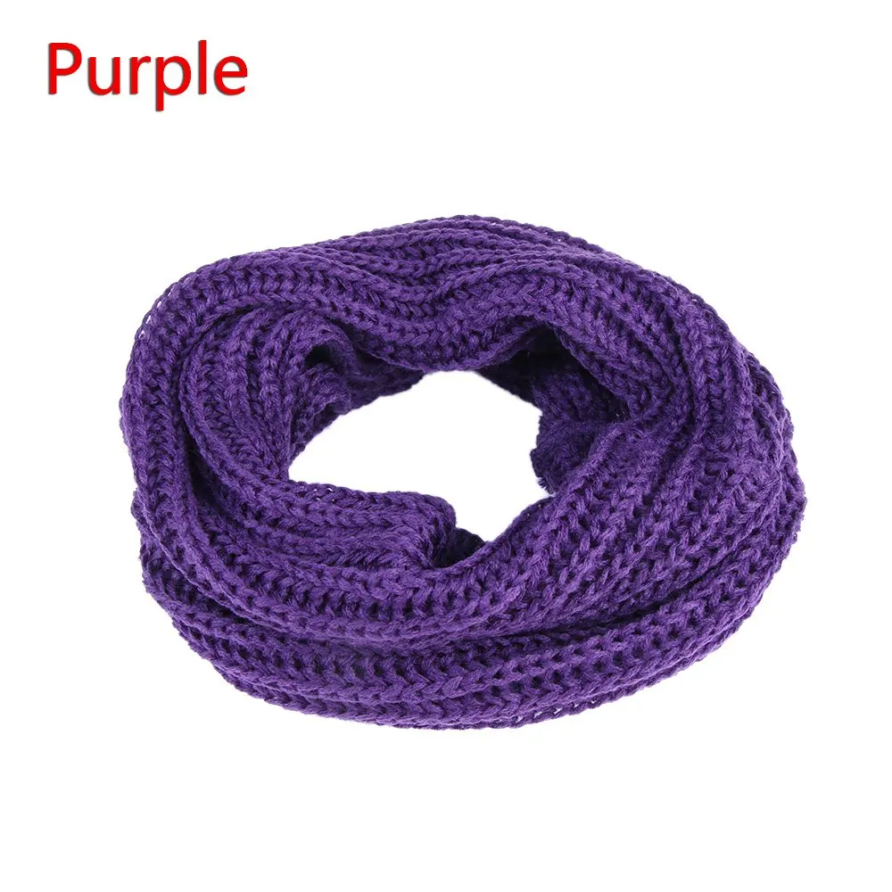 B-purple 1 шт., Зимний теплый шарф-хомут, Круглый вязаный шарф для женщин и девочек, вязаный шерстяной шарф с круглым вырезом, Одноцветный шарф-снуд Infinit - Цвет: B-purple