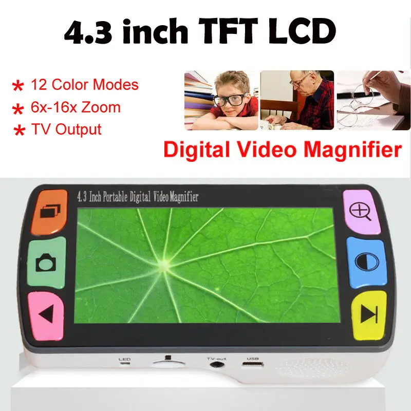 

Eyoyo FD43 Reading Magnifier 6x-16x Magnify Screen Low Vision 12 Color Modes Vergrootglas