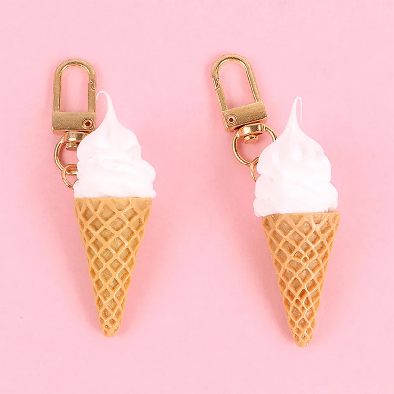 

Newest Summer Cartoon Ice Cream Key Chain Cute Women Girls Car Bag Key Holder Key Ring Llaveros Chaveiros Keychains Jewelry Gift