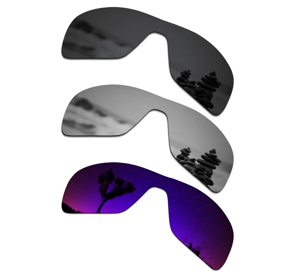 

SmartVLT 3 Pieces Polarized Sunglass Replacement Lenses for Oakley Turbine Rotor Stealth Black & Silver Titanium & Plasma Purple
