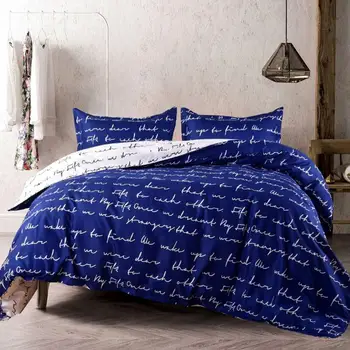

Nordic love Beddding Set Soft Comforter Bedclothes Duvet Cover blue and White Adults Bed Linen Duvet Cover Set US Queen
