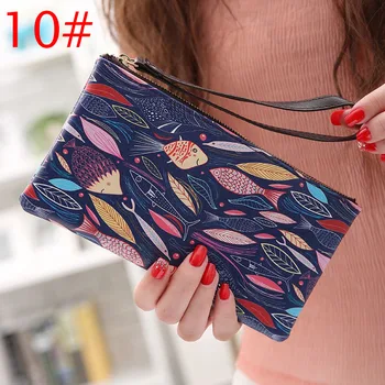 

New Women PU Leather Long Wallet Handbag Zipper Up Cards Phone Coin Holders Purse with Wrist Strap Best Sale-WT