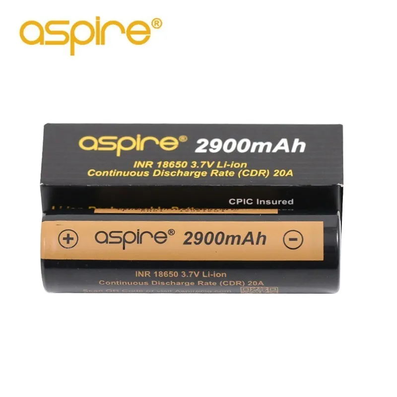 

2PCS High Quality Aspire INR 18650 Battery 2900mAh 3.7V Li-ion Electronic Cigarette 18650 Rechargeable Battery Vape Battery