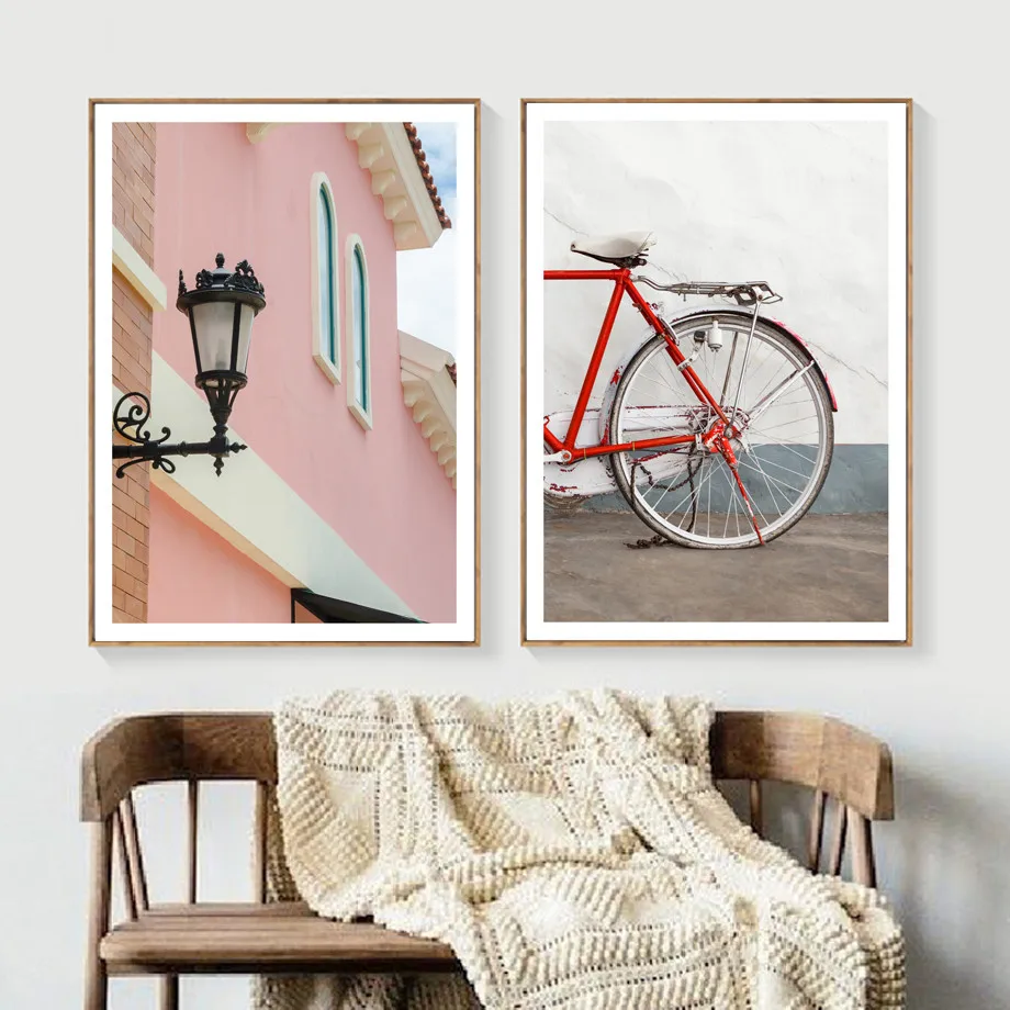 Church-Street-Door-Lamp-Bicycle-Wall-Art-Canvas-Painting-Nordic-Posters-And-Prints-Landscape-Wall-Pictures (2)