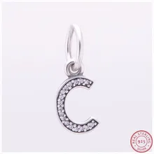 Dazzing трендовые подвески буквы 'c' с прозрачными CZ DIY Fit PANDORA Подвески Серебро 925 для женщин ювелирные изделия делая LW350C