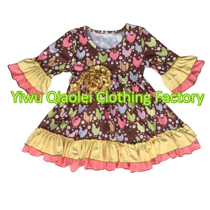 New chicken pattern dress children's clothes wholesale baby boutique