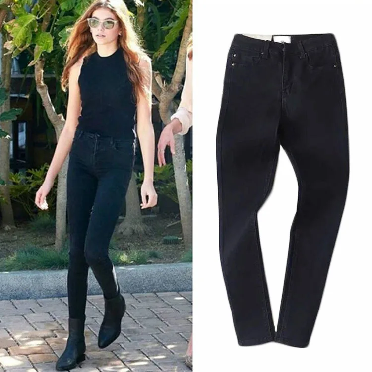 Обтягивающие джинсы женские осенние новые узкие джинсы для женщин модные тонкие черные джинсы с высокой талией женские ультра эластичные джинсовые брюки