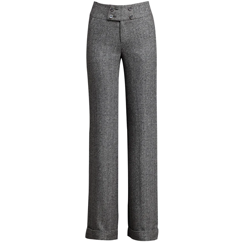 Новые шерстяные Широкие штаны женские осень-зима шерстяной плед Длинные прямые брюки уличная Harajuku больших размеров одежда