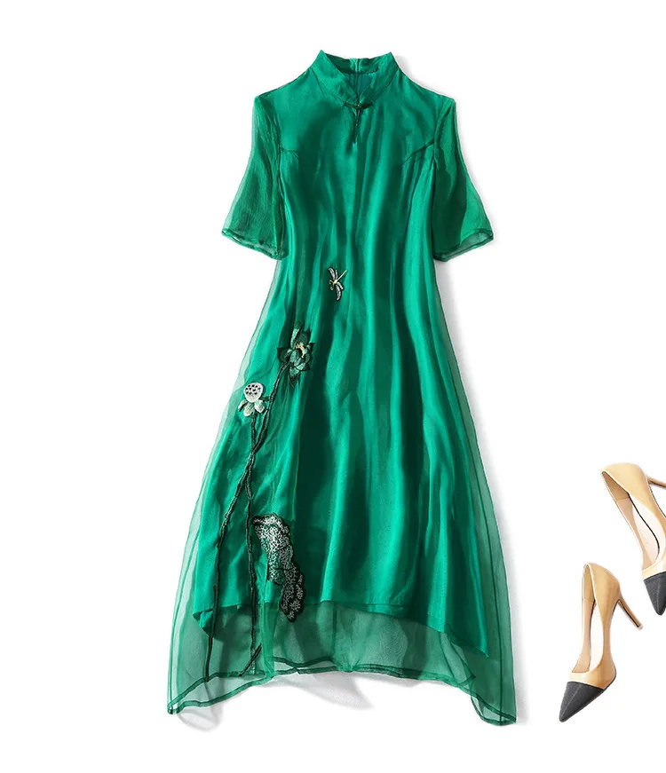 

100% silk Women Boho Long Maxi Dress Ladies Party Evening Floral Dresss Sundress Women Summer Beach Dresses Dresses
