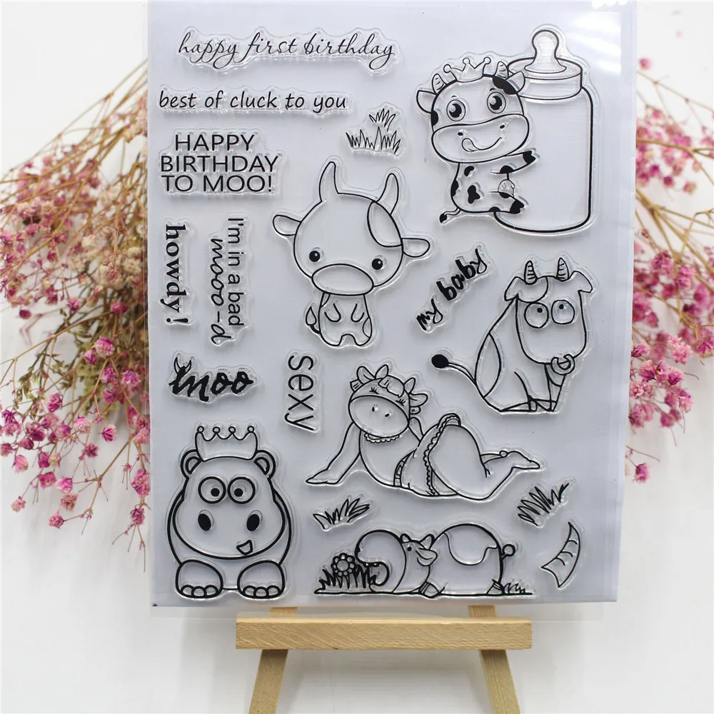 

1PC New Cartoon Cow Pattern Transparent Stamps Stencils Scrapbooking Embossing DIY Crafts