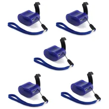 Lots 5pcs Blue Universal Portable Dynamo Hand Crank USB font b Cell b font Mobile font