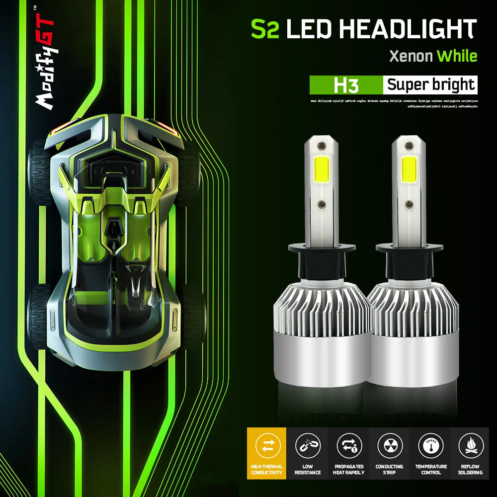 Modifygt S2 H4 H7 H11 H1 9005 9006 12 В 72 Вт 8000лм 6000 К COB Автомобильные светодиодные лампы для фар