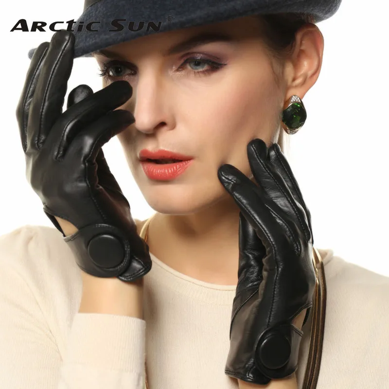 

Women's Genuine Leather Gloves Spring Autumn Thin Style Sheepskin Gloves Female Fashion Trend Driving Mittens L125NN