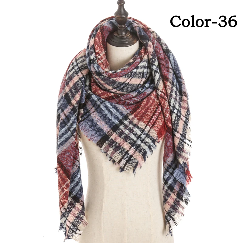 2021 new Cashmere Scarf For Women Plaid Knitted Triangle Pashmina Winter Warm Shawl Wraps Bufanda Female Soft Neck Echarpe