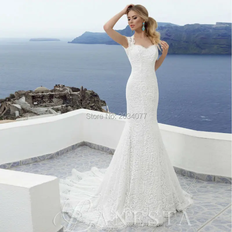 Summer Cheap Ivory Lace Wedding Dress Mermaid Backless ...