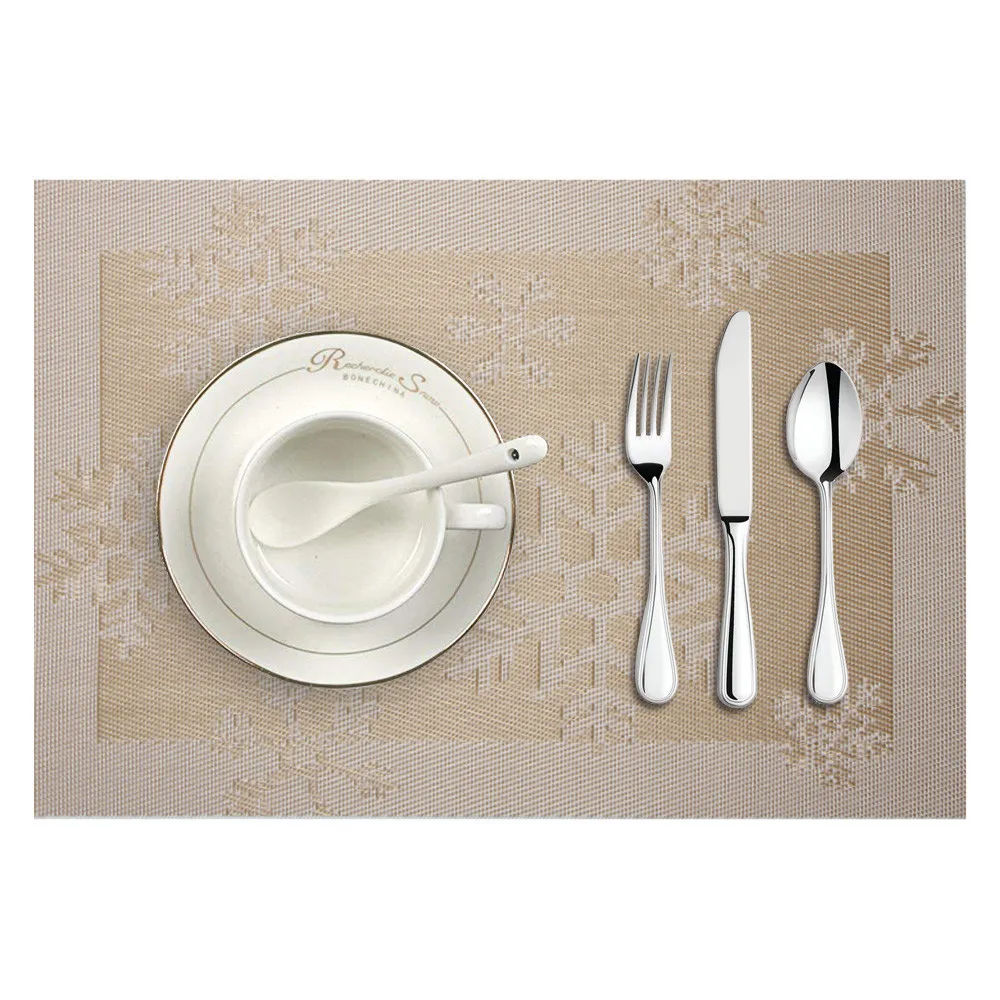 

Christmas Placemat PVC Insulation Placemat Woven Non-slip Xmas Decorations For Home Washable Table Mats for Dining Table