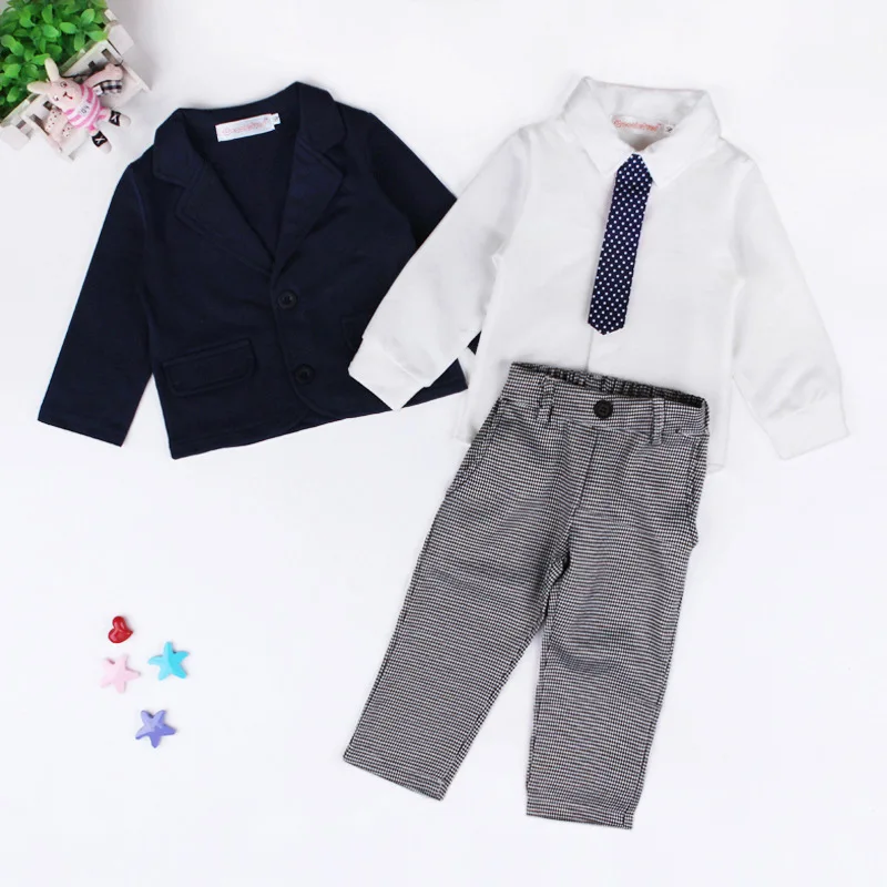 Комплект одежды для мальчиков джентльменов куртка пальто осень-весна брюки рубашка 3 предмета комплект одежды для маленьких мальчиков детский костюм