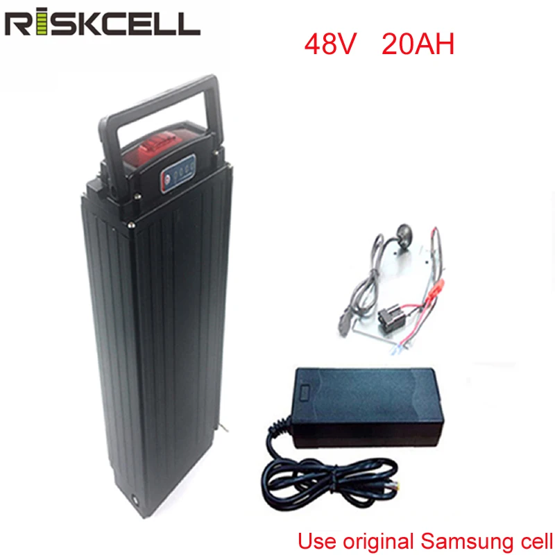 

Rear Rack 48V 20AH Samsung Lithium Battery Pack 48V 1000w bafang bbs03 Ebike Battery Pack with Power lights and Tail lights