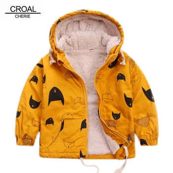 

CROAL CHERIE 80-120cm Cute Printing Fish Fleece Kids Winter Jacket Boys Outerwear Clothing Girls Coats Velvet Baby Outerwear