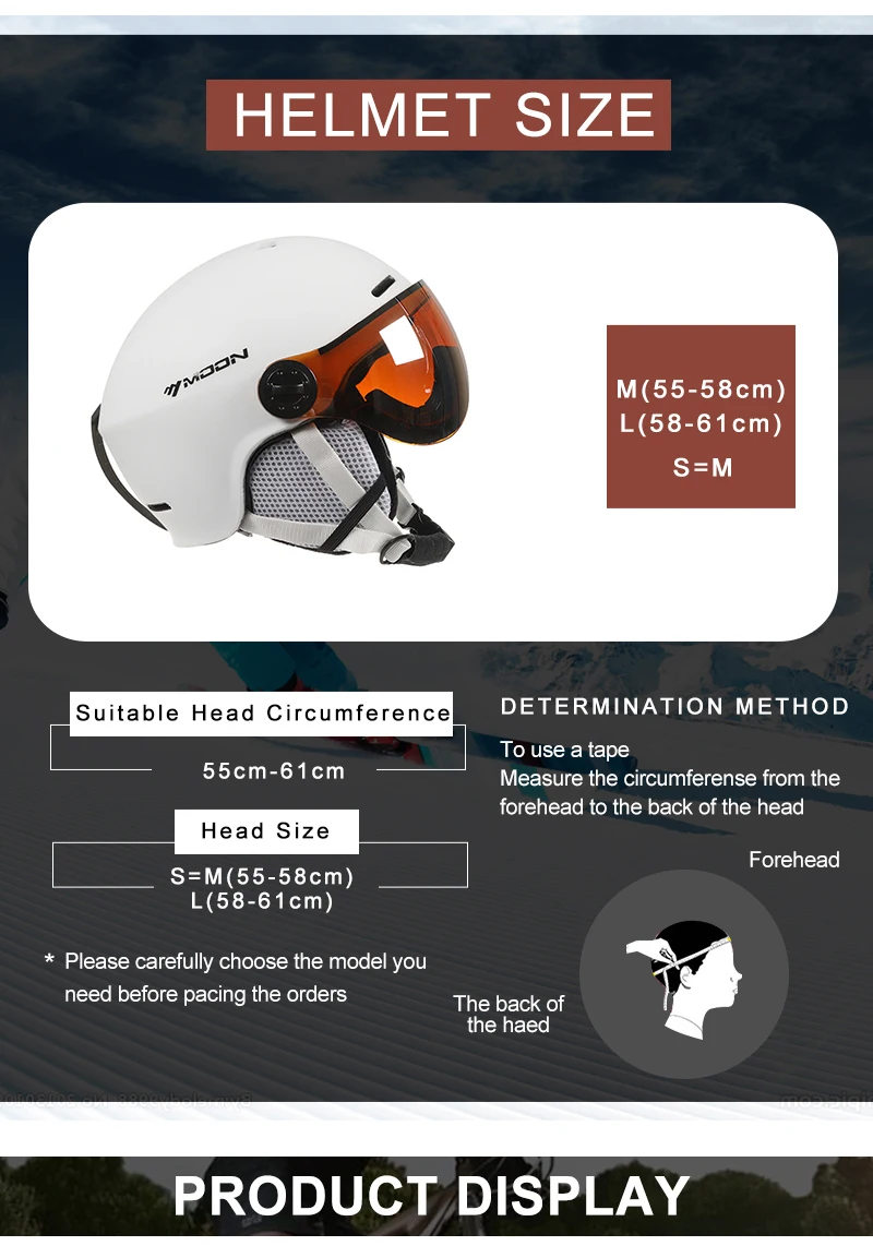 MOON Goggles лыжный шлем цельно-Формованный PC+ EPS высококачественный лыжный шлем для спорта на открытом воздухе Лыжный Сноуборд шлемы для скейтборда