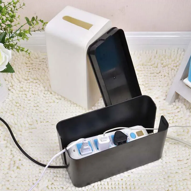 Съемный ящик для хранения кабеля 32 5x13x12 5 см черный и белый дизайн удобный