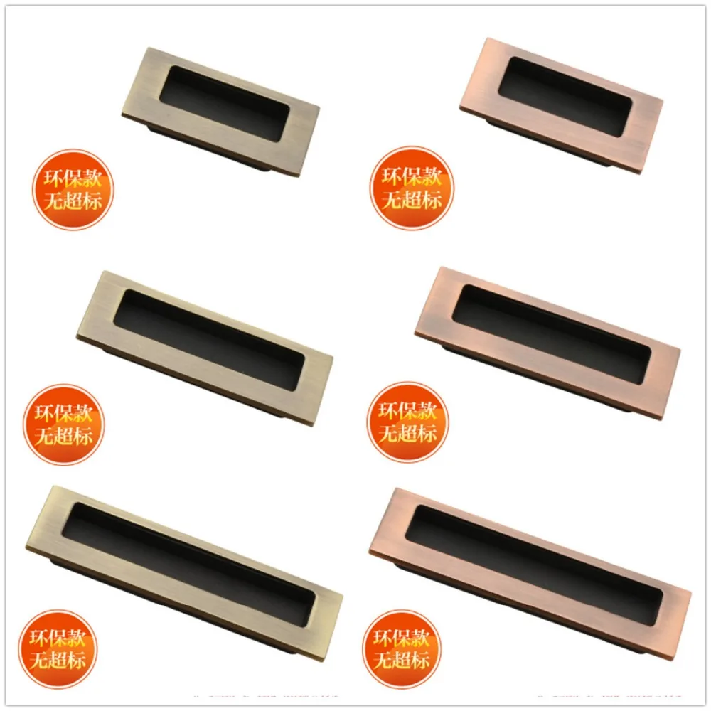 Hole Pitch 64mm/96mm/128mm Kitchen cabinet door Bronze Invisible Handle furniture bedroom drawer pull antique brass color
