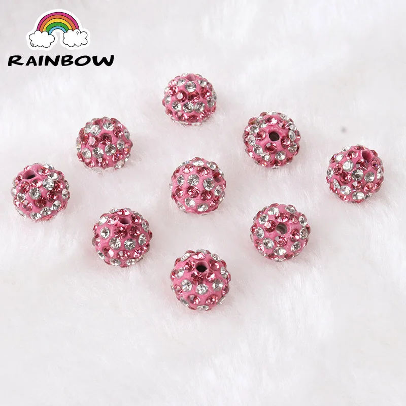 

Rose Red White Clay Paved Crystal Disco Rhinestone Ball Shape Beads DIY For Bracelet Jewelry Making 10pcs/lot 10mm