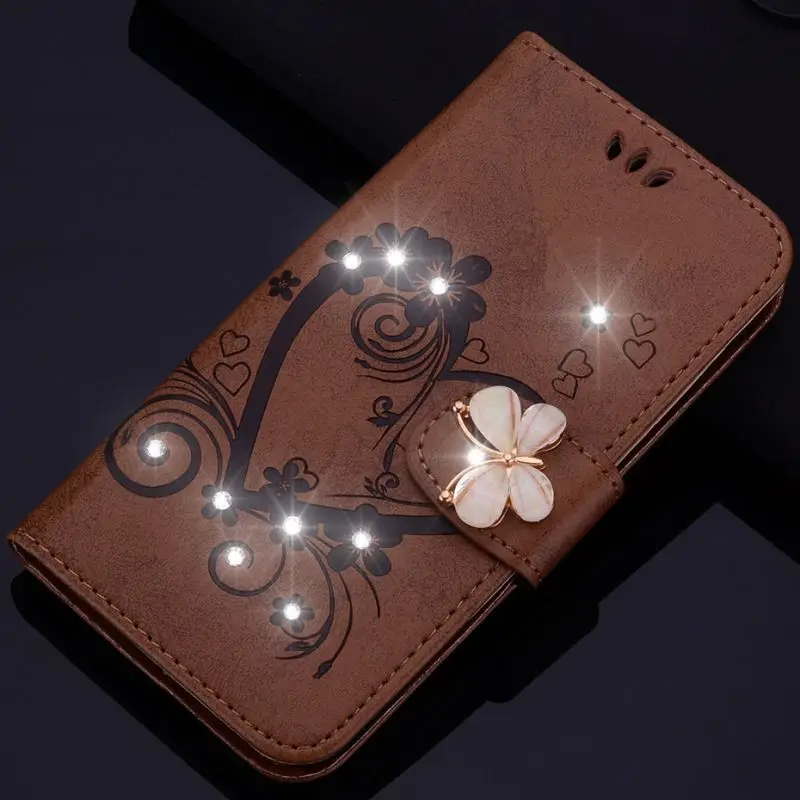 

Luxury Case For Samsung Galaxy S9 S8 Plus S7 S6 Edge S5 j3 j5 j7 2017 Bling Jewelled Vintage Stand Wallet Card Slot Cover DP23Z