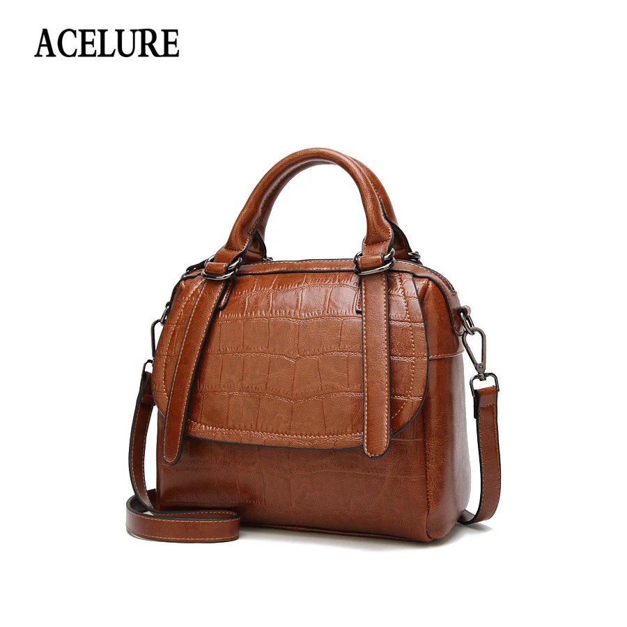 

ACELURE Fashion Vintage Women Handbags Alligator Women Shoulder Bag PU Oil Wax Leather Women Crossbody Tote Bags Female Designer