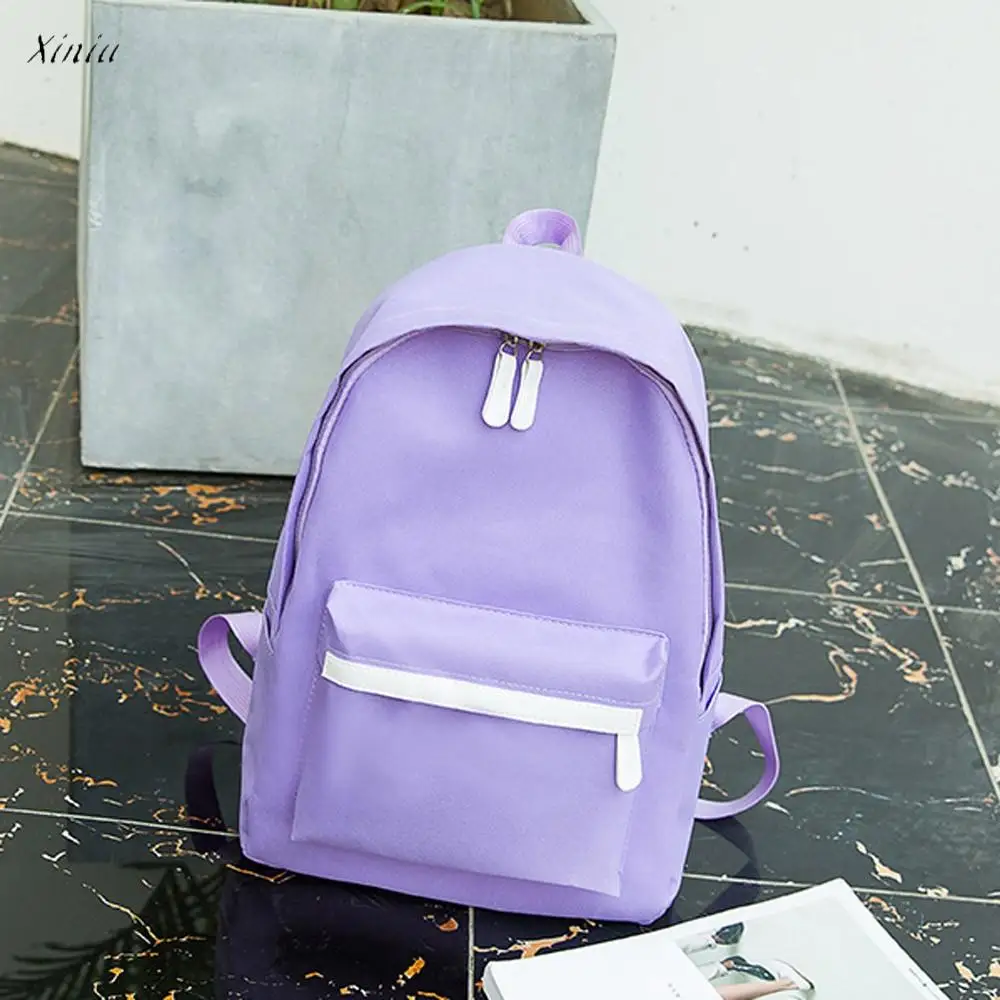 Unisex Canvas Shoulder Bag Letter Backpack Outdoor Travel Student Bag