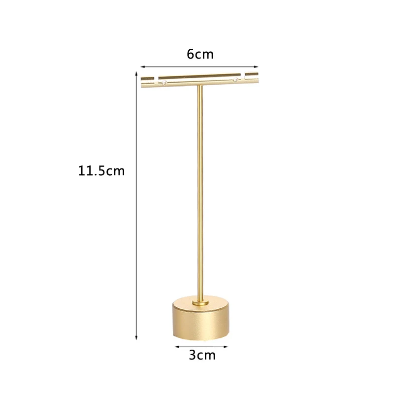 Розовая позолота, металлическая настольная подставка для ювелирных изделий, Т-образная стойка для сережек, держатель с орнаментом, стойка для сережек, вешалка для ушей, подставка, органайзер, круглая основа