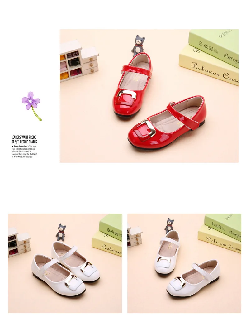 AFDSWG/весенне-осенние красные туфли из искусственной кожи для девочек; белые школьные туфли; черные детские туфли принцессы; кожаная обувь для детей; цвет розовый