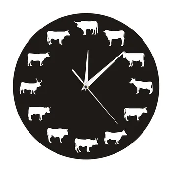 

Bison Silhouette Wall Clock Farmhouse Farm Animals Highland Cow Bull Buffalo Nursery Wall Decor Hanging Time Clocks
