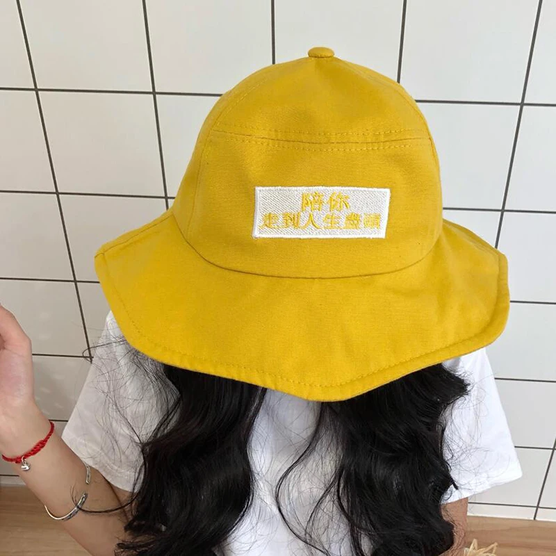 

2019 Fashion Letter Embroidery Bucket Hat Men Cotton Foldable Fisherman Fishing Panama Hats For Women Unisex Sun Hat Visor