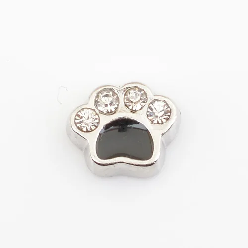 

CRYSTAL SILVER DOG PAW, Floating charms,Fit floating charm lockets, FC0260