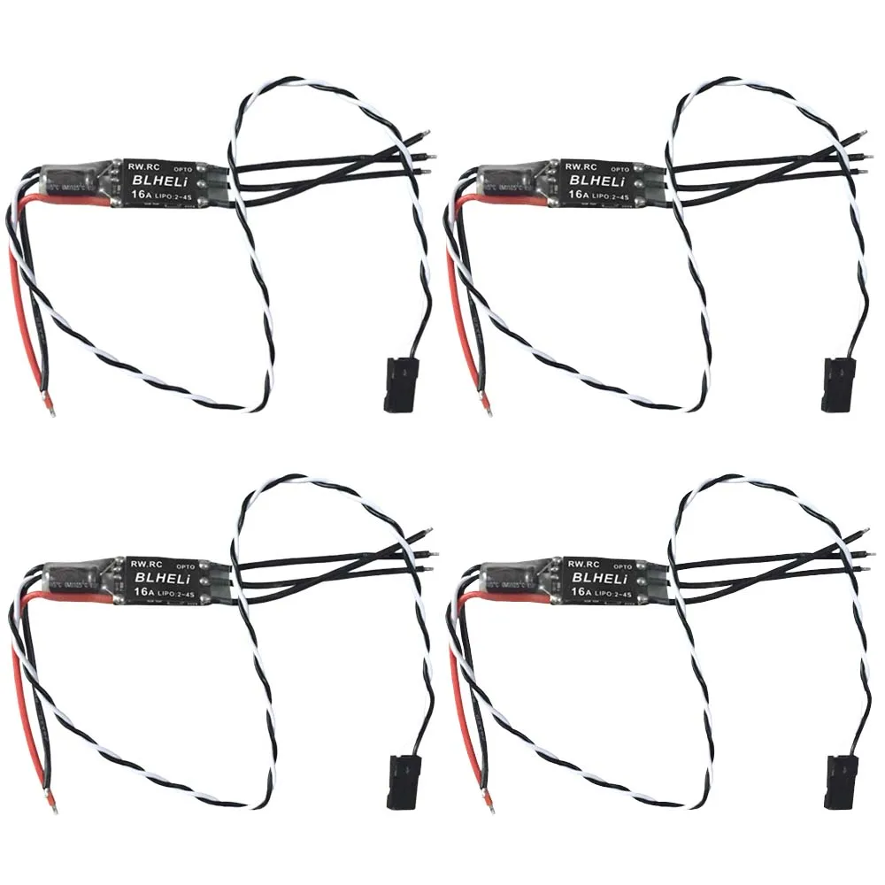 

RW.RC BL16A Mini 16A BLHeli ESC OPTO 2-4s for Mini Mult-rotor Racing Quad 4pcs