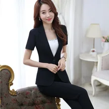 Новые профессиональные элегантные черные деловые женские костюмы с брюками и куртками, женские брюки, Наборы весна-лето, Офисные блейзеры