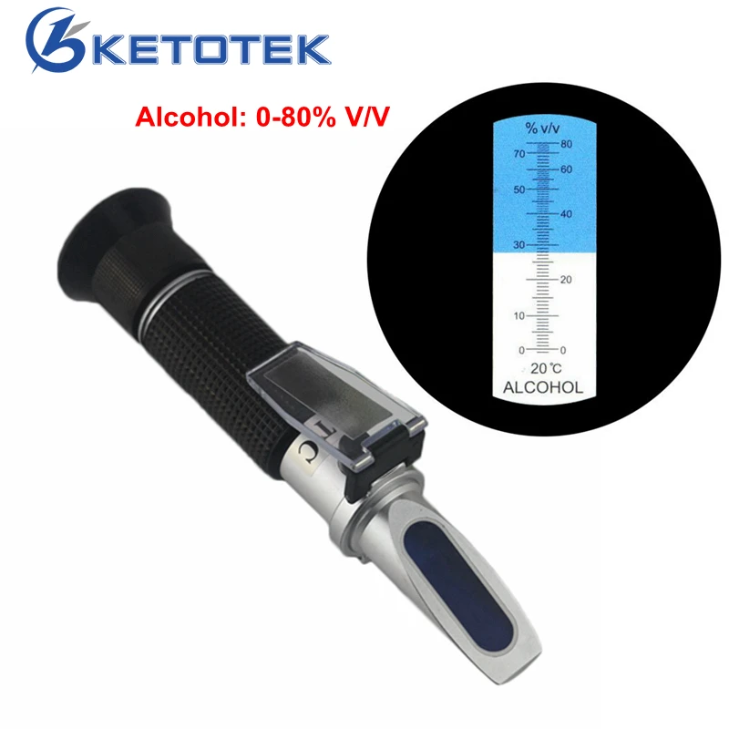 0 80 V/V Portable Alcohol Refractometer ATC Refractometers Tools