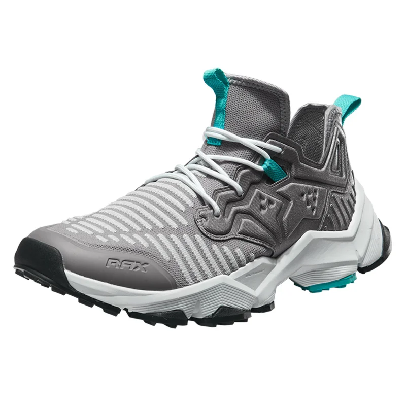 RAX треккинговые ботинки Мужские дышащие треккинговые кроссовки для мужчин Уличная обувь Горные треккинговые ботинки большого размера женские светильник Walking76 - Цвет: middle gray