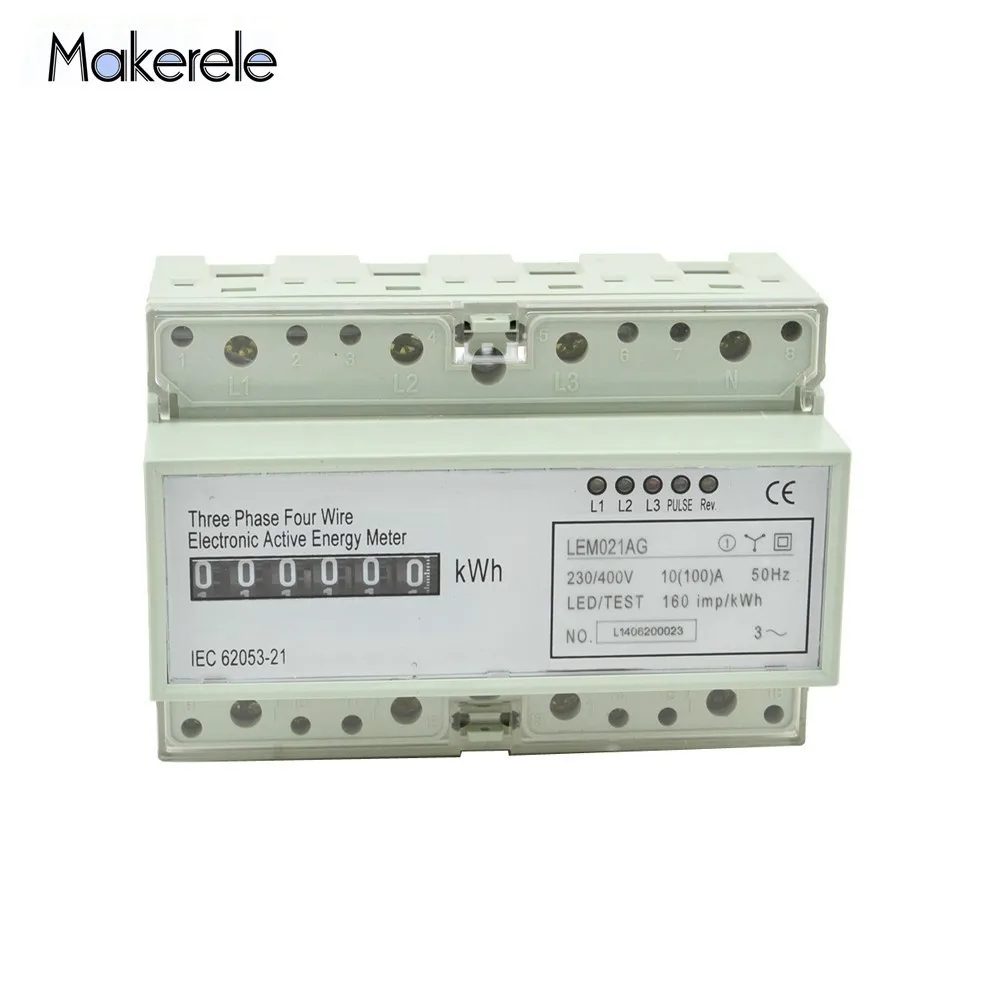 

MK-LEM021AG AC 3 Phase 4 Wire Energy Meter LCD Wattmeter Electric Power Connection Energy Meter Test Bench Digital Energy Meter